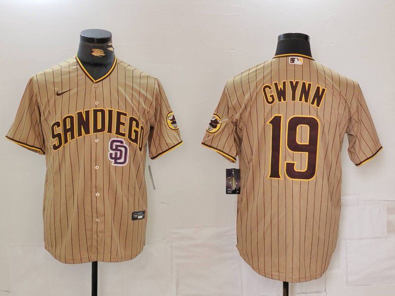 Men San Diego Padres #19 Gwynn Browm Stripe Game 2024 Nike MLB Jersey style 3->san diego padres->MLB Jersey